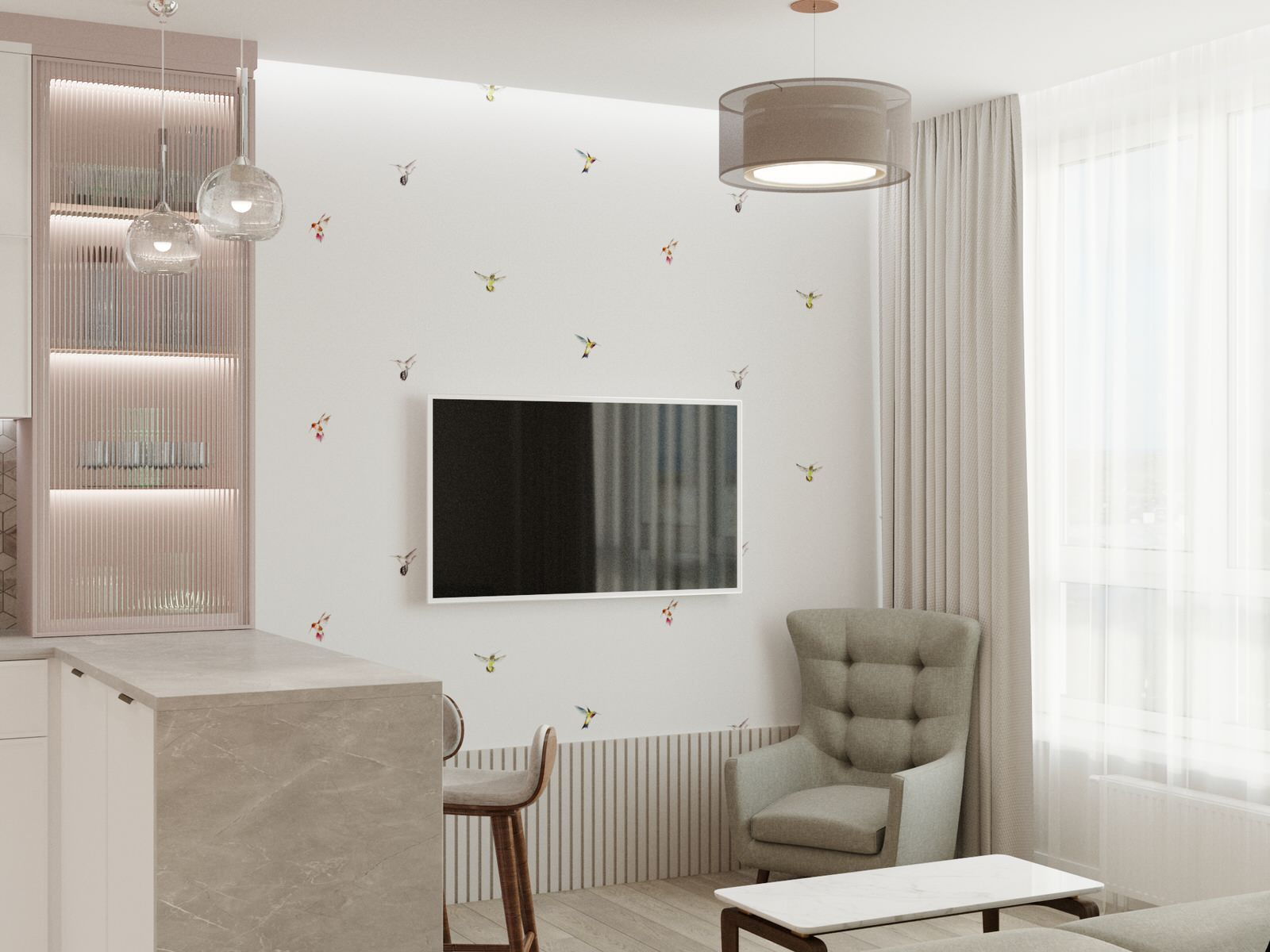 Кухня-гостиная в стиле контемпорари