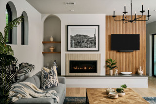 interior decoration 室内の色バランス トランジショナルスタイルのおしゃれなリビングのインテリア画像