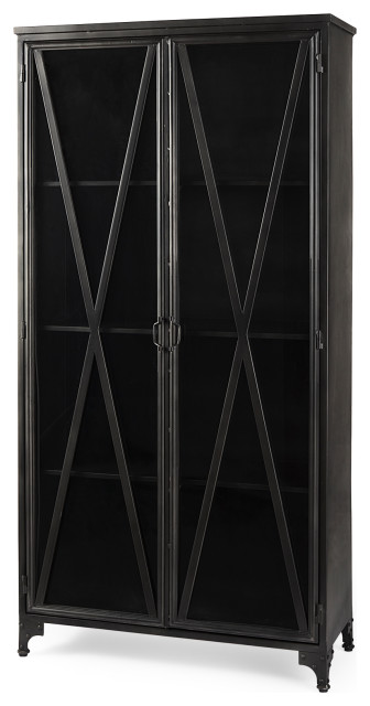 Poppy II Black Metal w/Glass Doors Display Cabinet