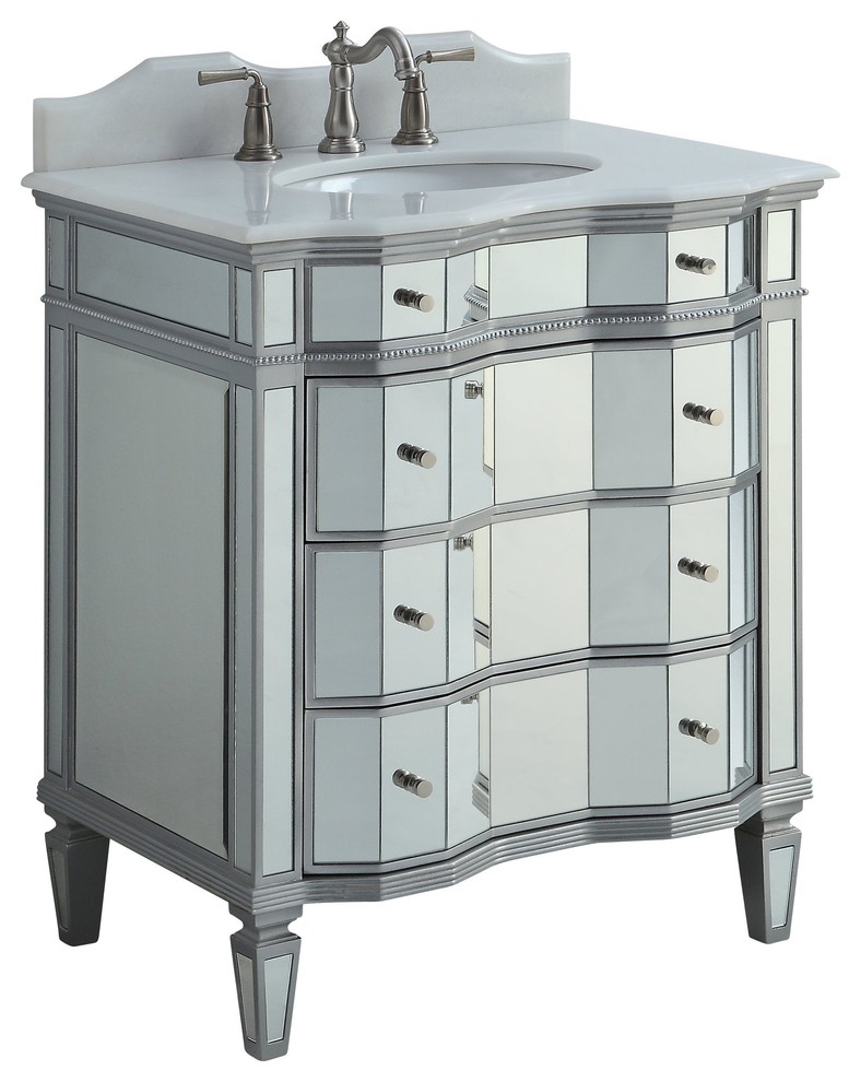 36" Ashley Modern Mirrored Bathroom Vanity Traditional Bathroom