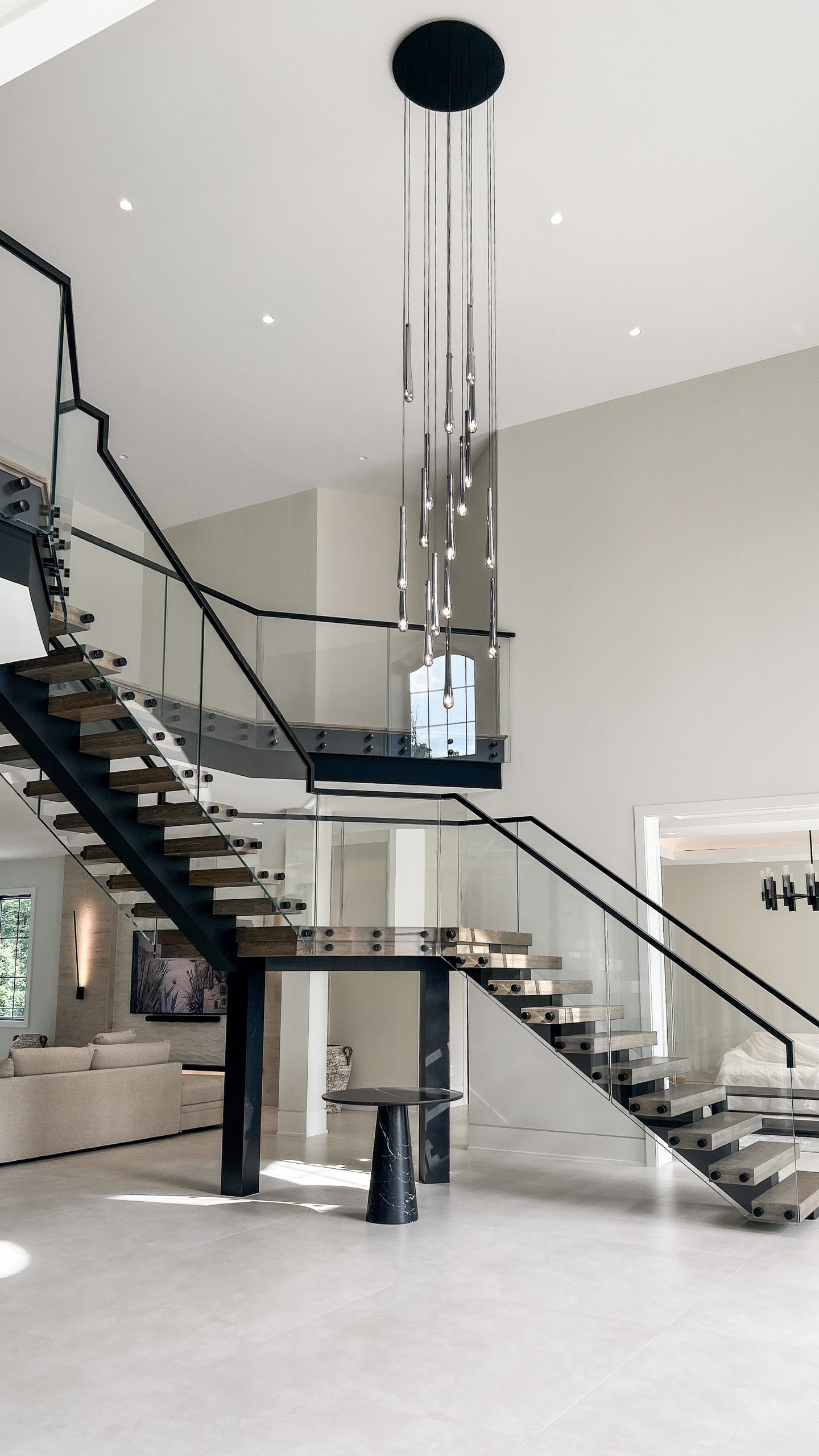 Project #159 | Modern Foyer Stair with Stand-off Glass Railing