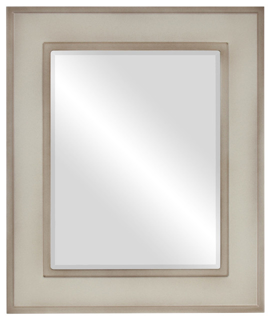 Montreal Framed Rectangle Mirror in Taupe Contemporary Wall Mirrors