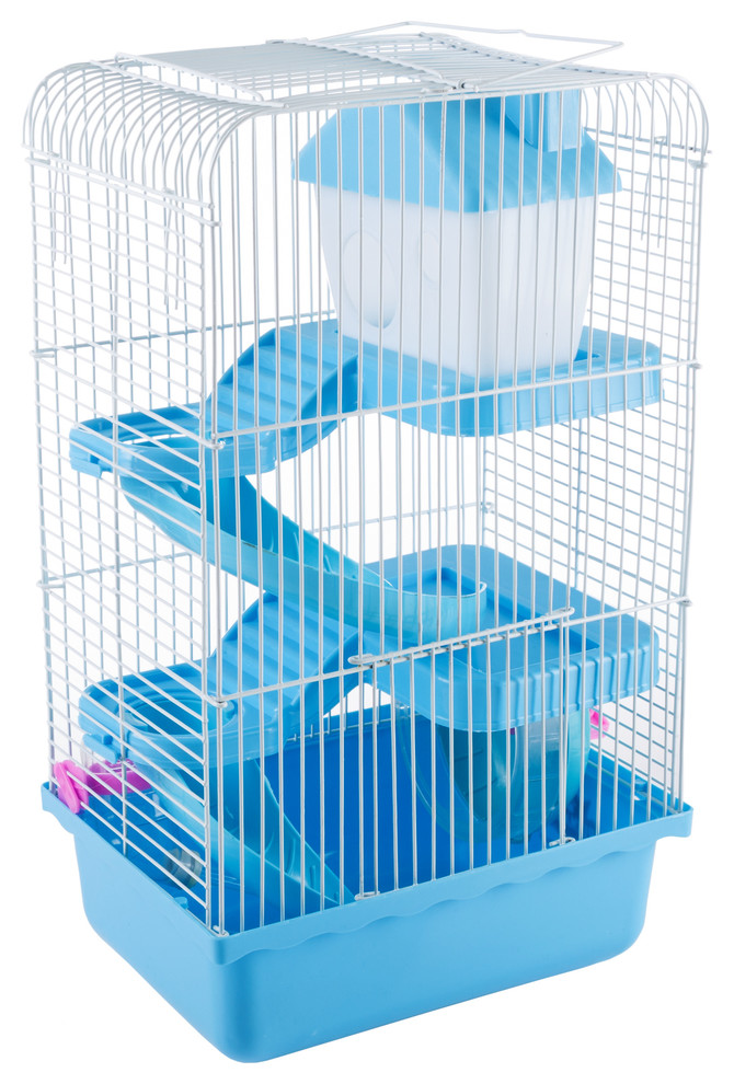 3 Story Hamster Cage Habitat With Blue House by Petmaker