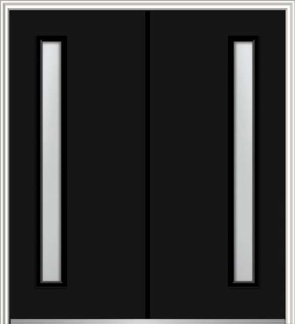Clear Low-E 1-Lite Fiberglass Smooth Double Door 66"x81.75" Left Hand In-swing