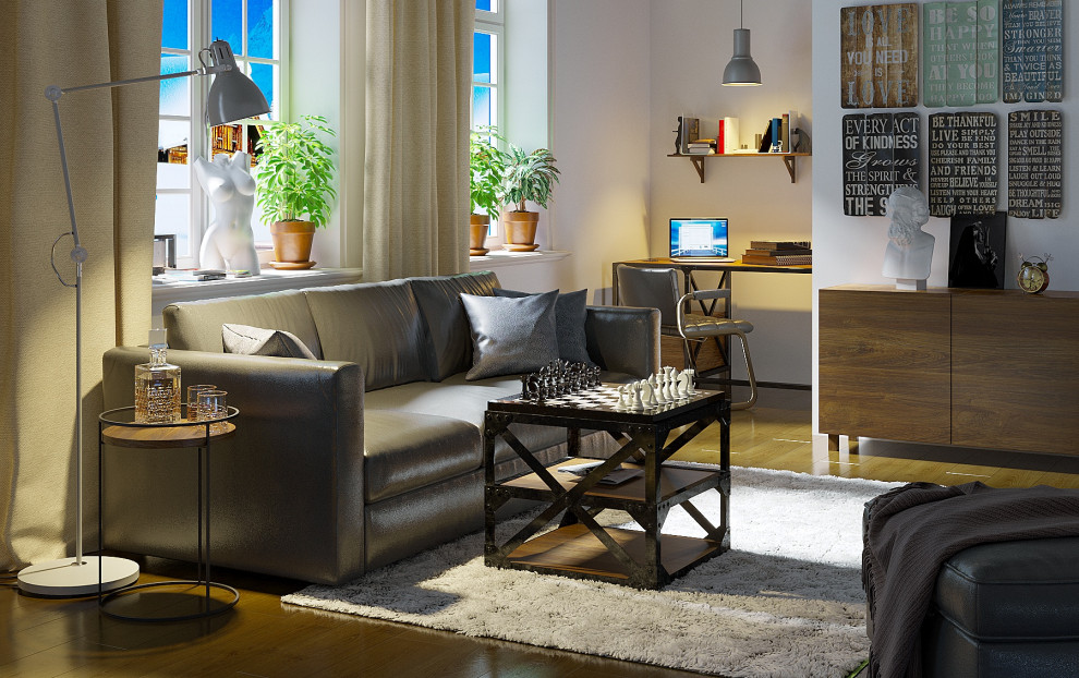 Проект домашнего кабинета с возможностью приемом посетителей площадь 30.м