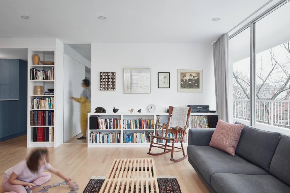 Photo of a small scandinavian family room in Toronto.