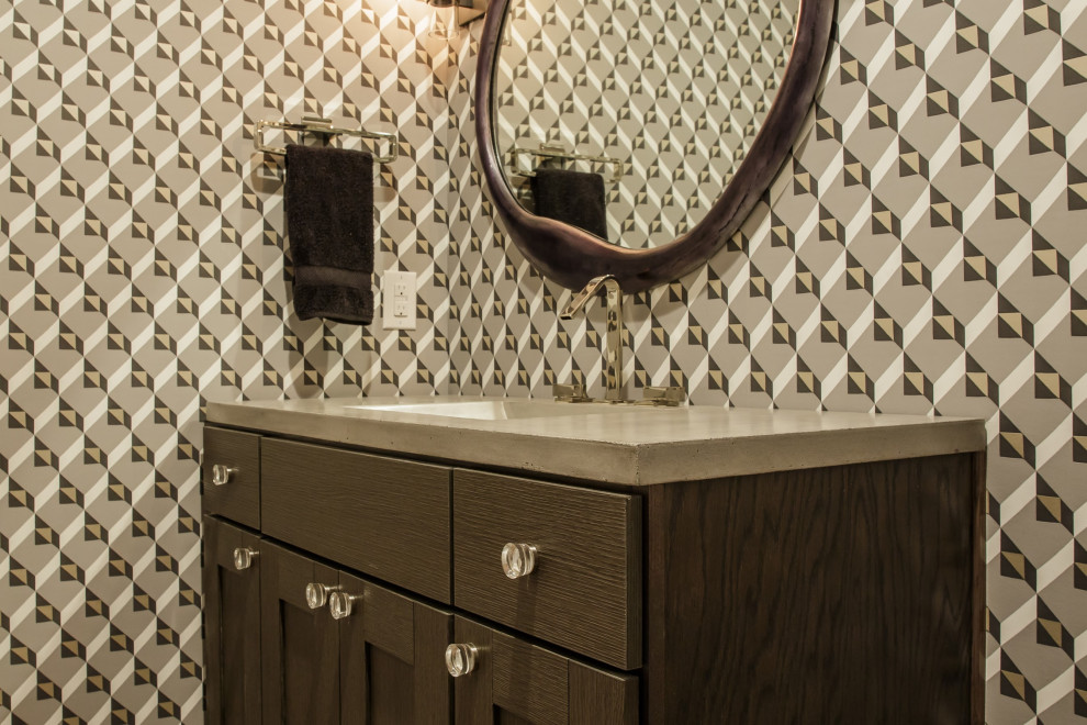 Design ideas for a transitional powder room in Cleveland.