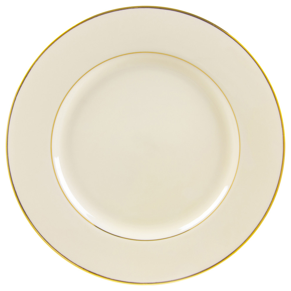 Cream Double Gold Dinner Plates, Set of 6