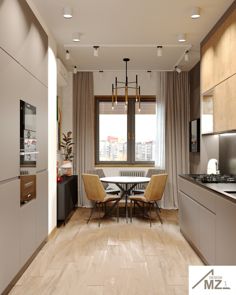 Кухня 12 м2. Минимализм с элементами лофта.