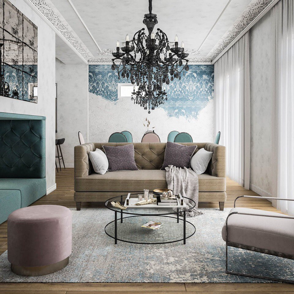 Гостиная и кухня в подземном гараже