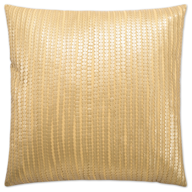 Paillette Gold Feather Down Decorative Throw Pillow, 24x24