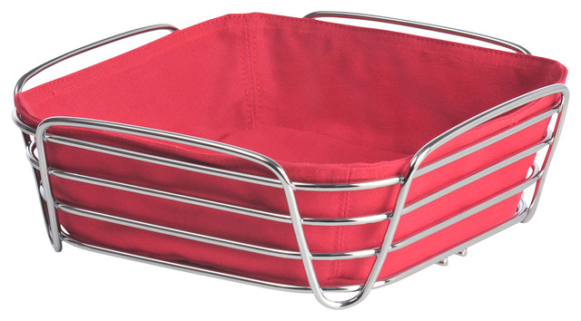 Blomus Delara Bread Basket, Wire, Small, Red, Large