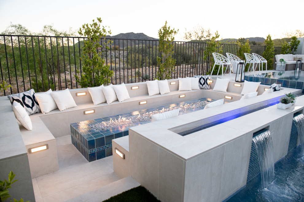 sunken fire pit area
