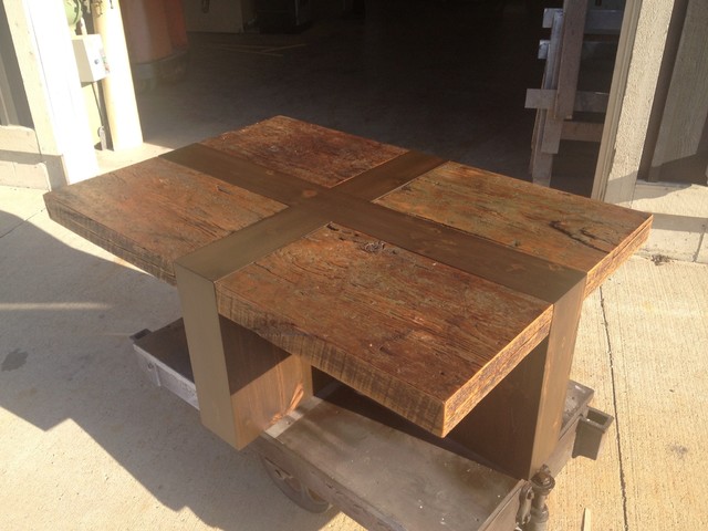'X' Frame barn board coffee table