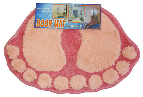 Foot Prints Pink Shaggy Accent Floor Rug Door Mat