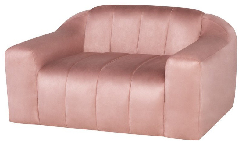 Coraline Occasional Chair, Microsuede Modern Fabric Armchair, Petal