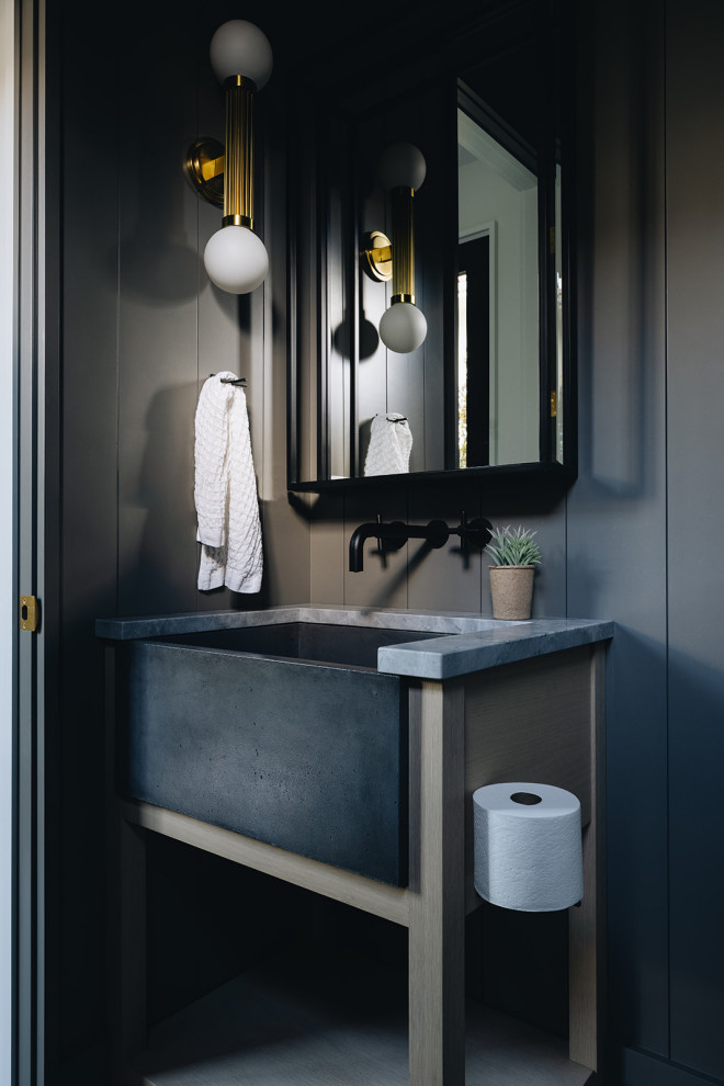 Powder room - transitional powder room idea in Chicago