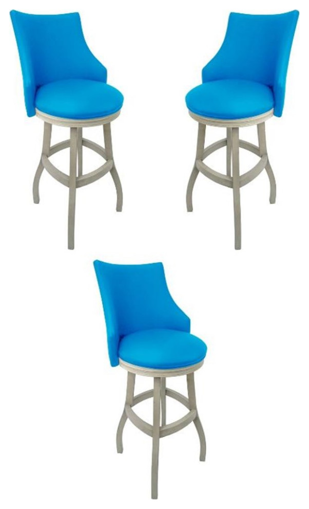 Home Square 34" Wood Extra Tall Bar Stool in Carolina Blue Set of 2 Contemporary Bar
