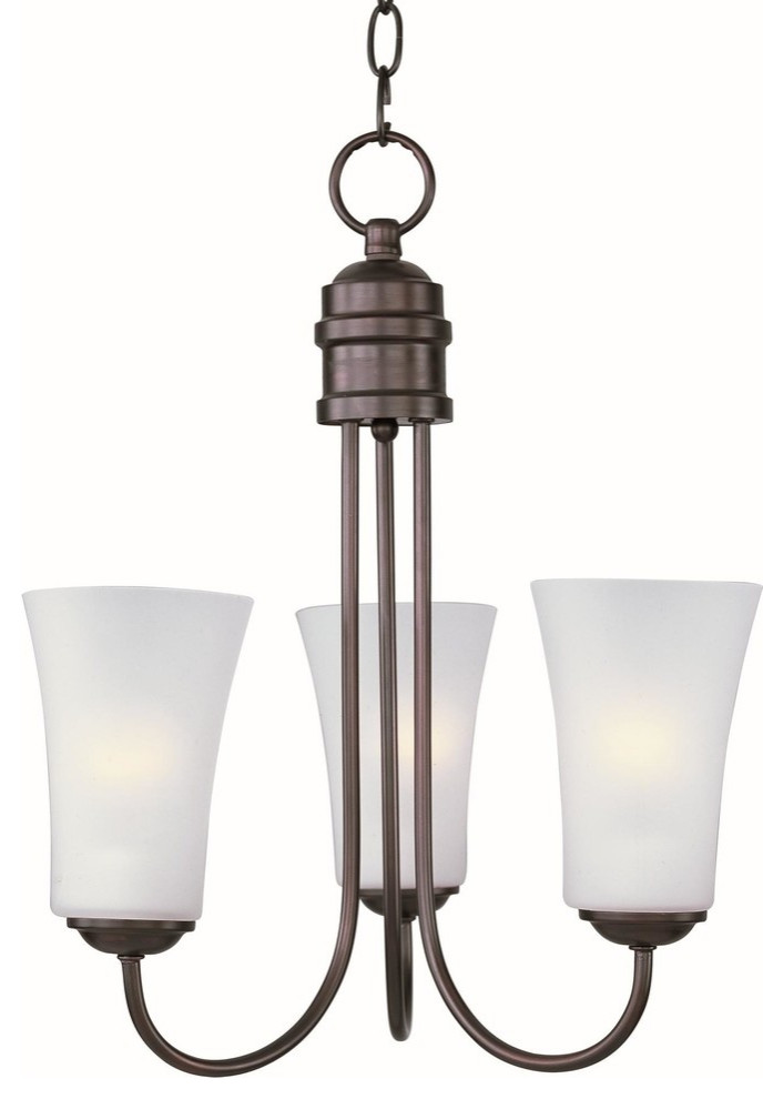 Logan 3-Light Chandelier, Oil Rubbed Bronze With Frosted Glass/Shade