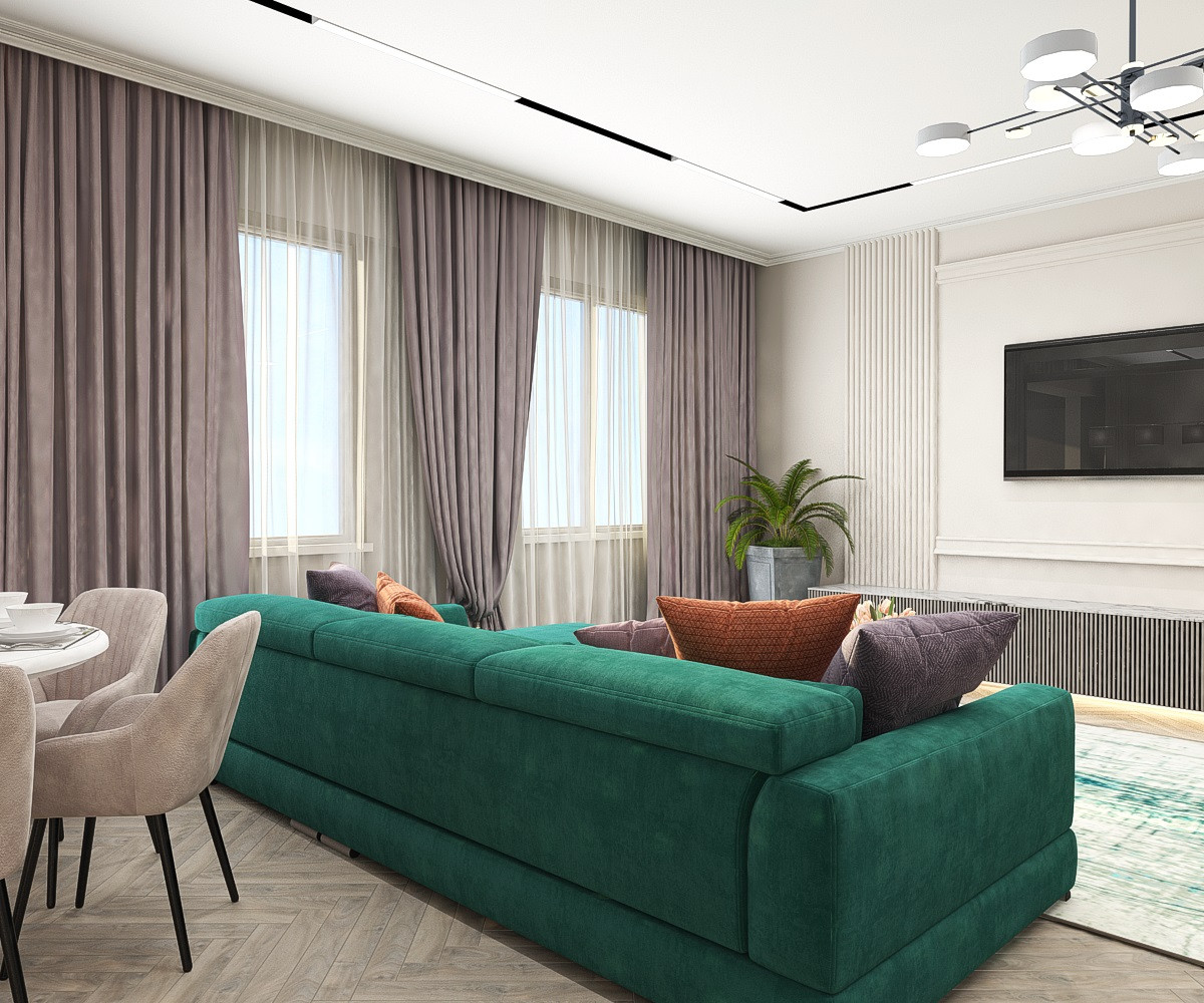 Дизайн-проект кухни-гостиной площадью 66 кв.м