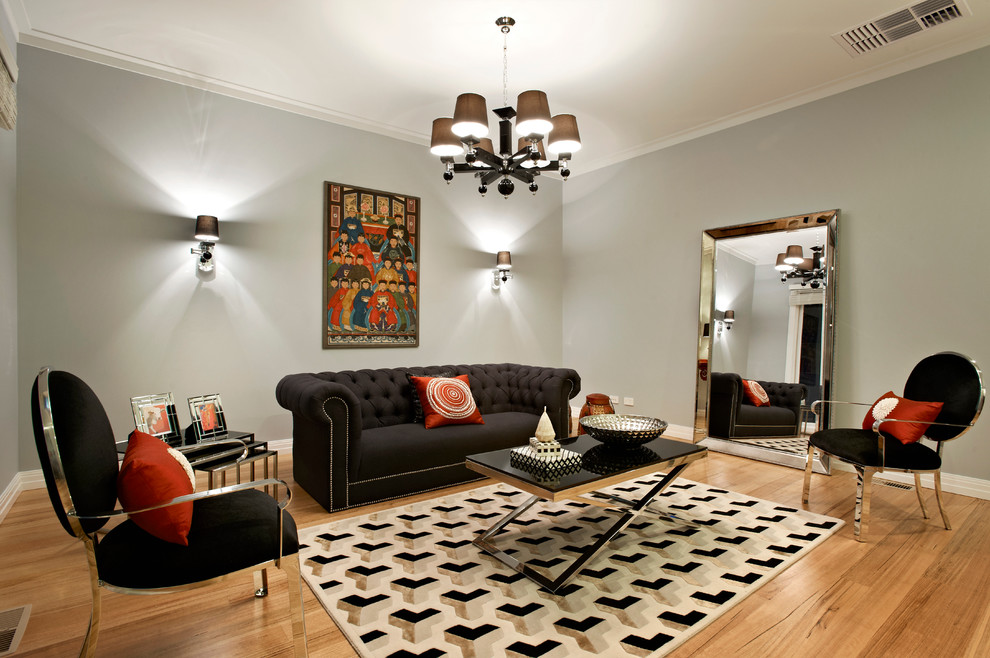 Design ideas for an eclectic living room in Melbourne.