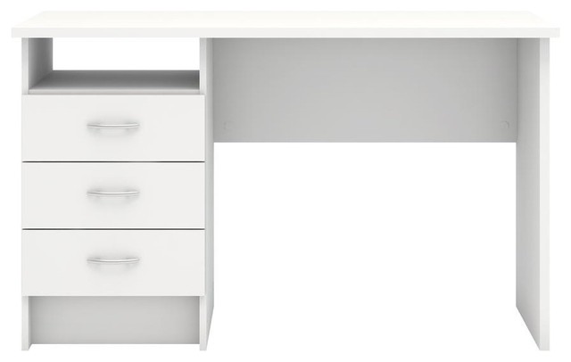 Desk With 3 Drawers, White