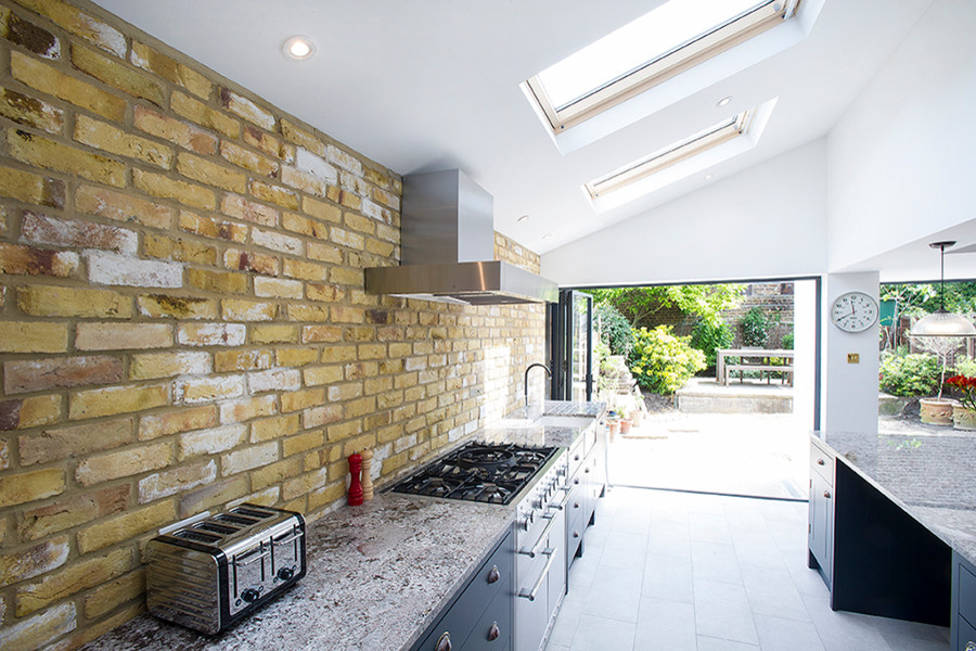 This is an example of a contemporary kitchen in London.