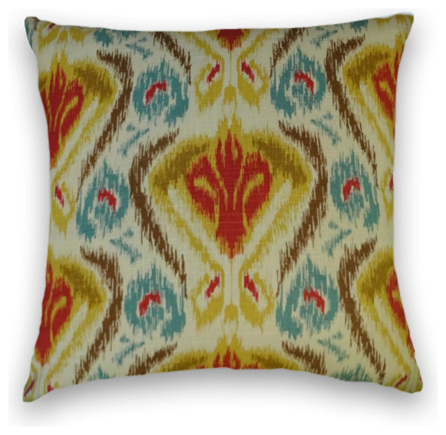 Yellow Blue Red Abstract Throw, - Traditional - Decorative Pillows - by Cody & Cooper Designs