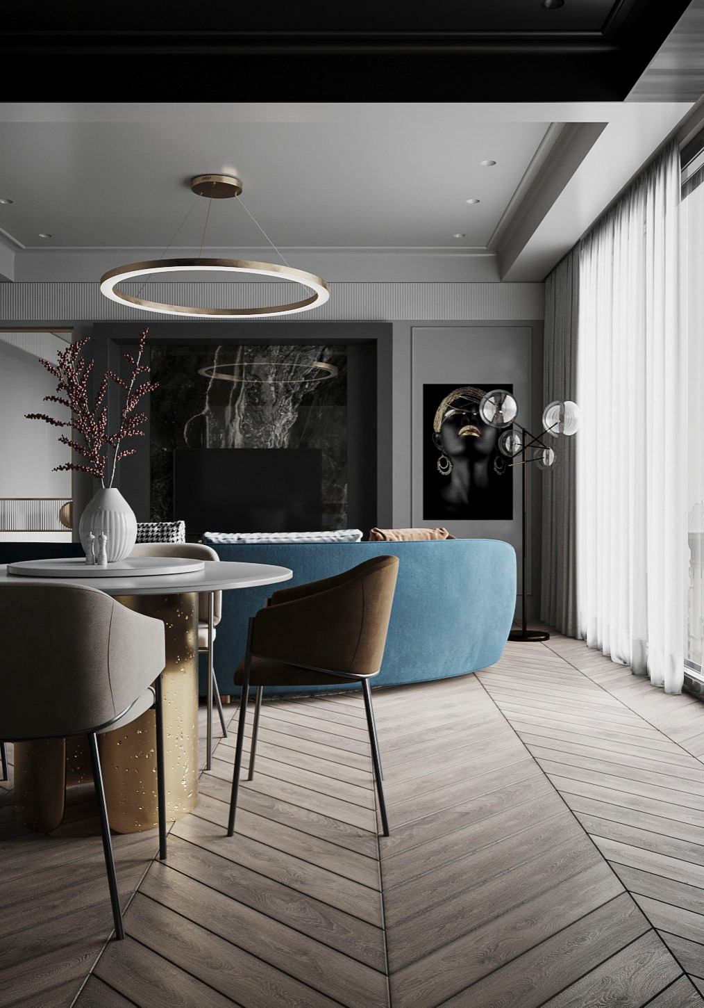 Атмосферная кухня_гостинная