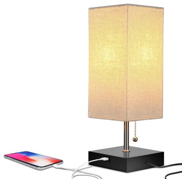 Brightech Grace Usb Led Desk Bedside, Transitional Bedside Table Lamps