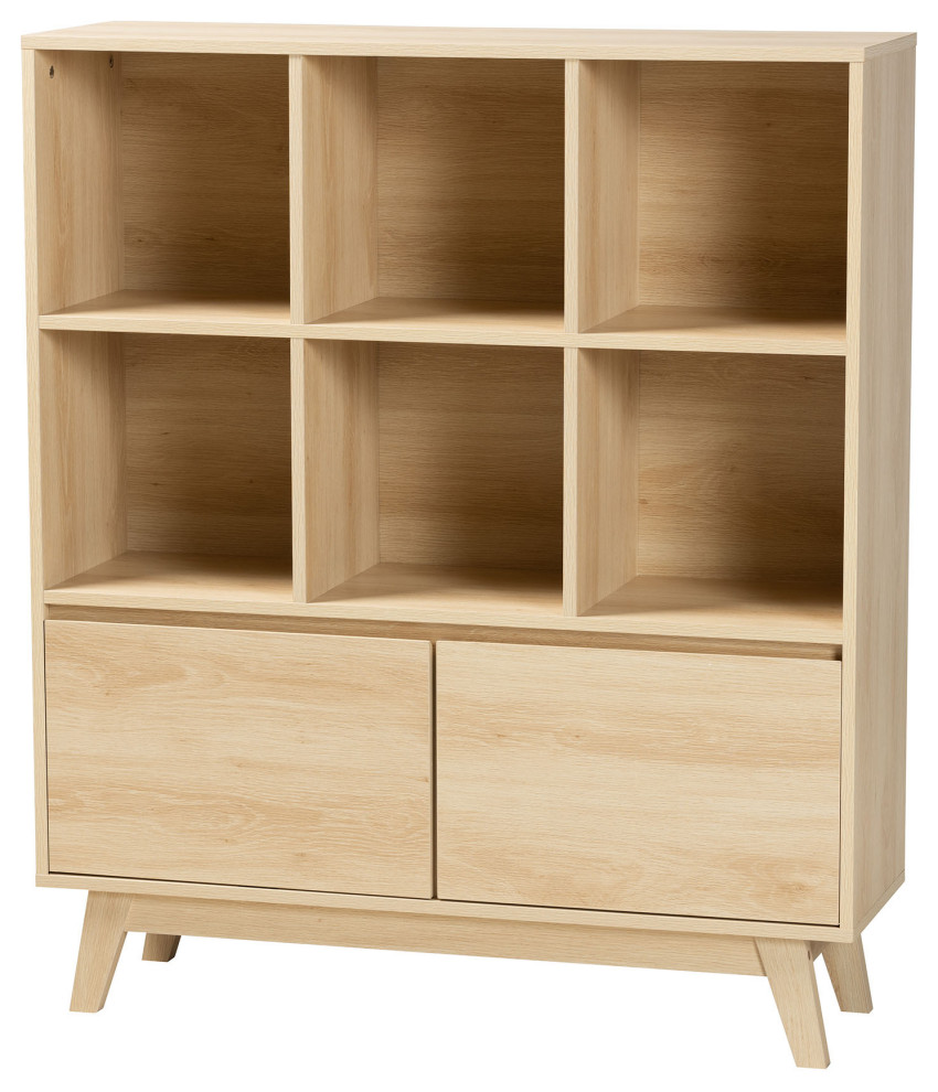 Danina Japandi Oak Brown Finished Wood Bookshelf
