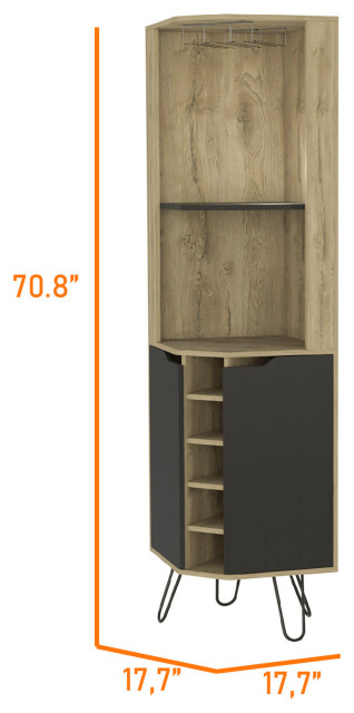 Grace Corner Bar Cabinet With 6 Wine Racks, 4 Shelves and Cup Rack ...