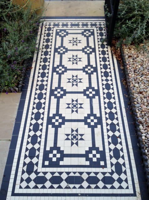Black & White Victorian path tiles - Victorian - London - by London Mosaic