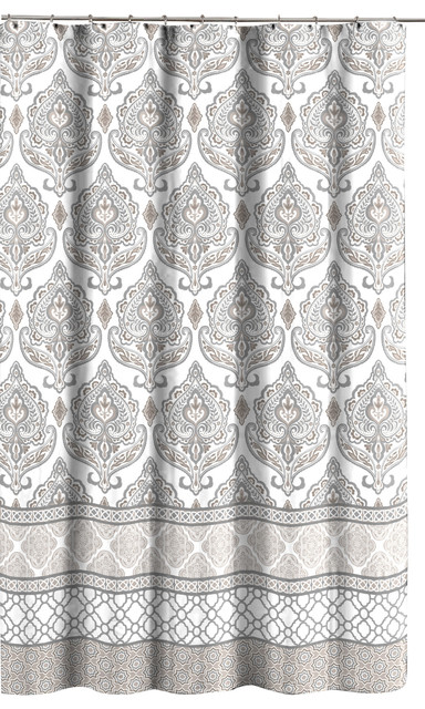 Fabric Shower Curtain Fl Damask, Damask Stripe Fabric Shower Curtain Liner