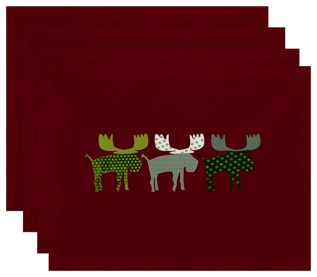 Decorative Holiday Placemat, Set of 4, Animal Print, Cranberry