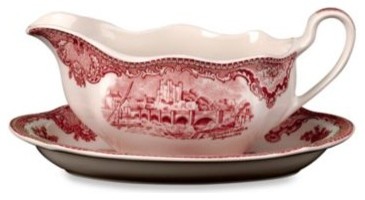 Wedgwood Johnson Brothers Old Britian Castles Gravy Boat Stand in Pink