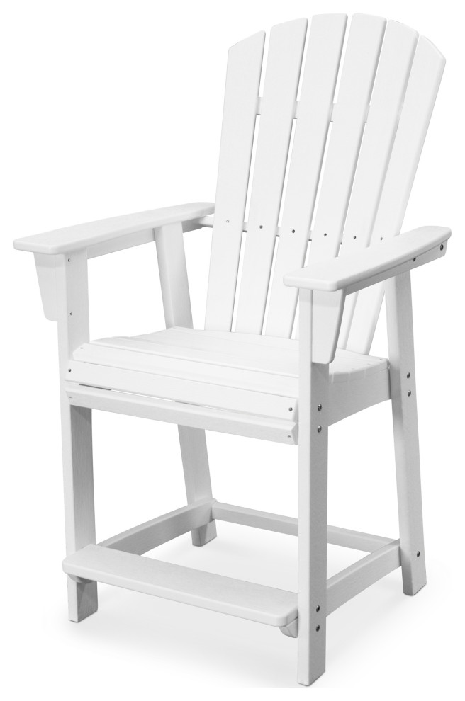 POLYWOOD Nautical Adirondack Counter Chair Beach Style Outdoor Bar