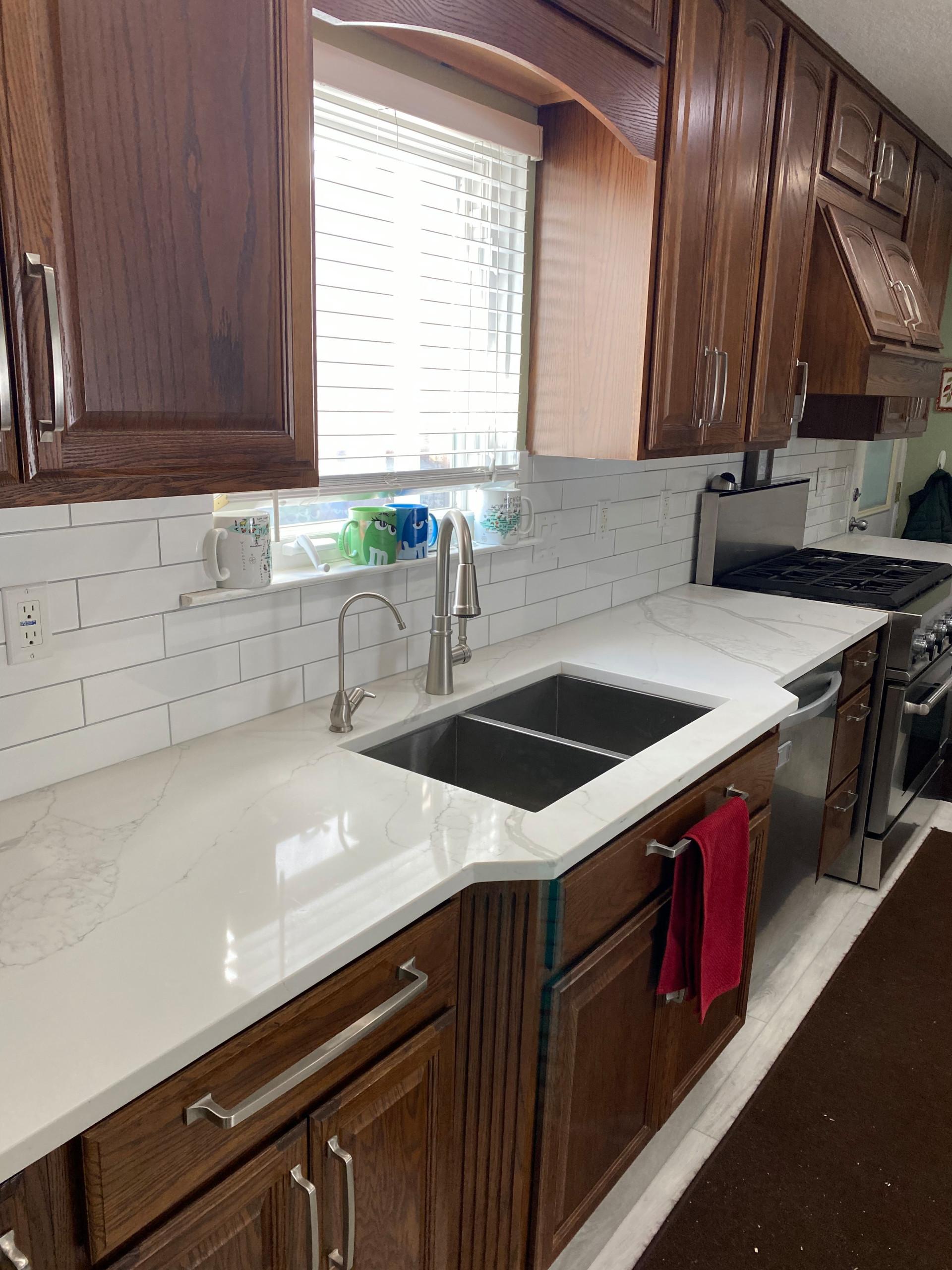 Waterford Quartz countertop and subway backsplash