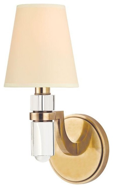 Dayton Aged Brass One-Light Wall Sconce with Cream Shade