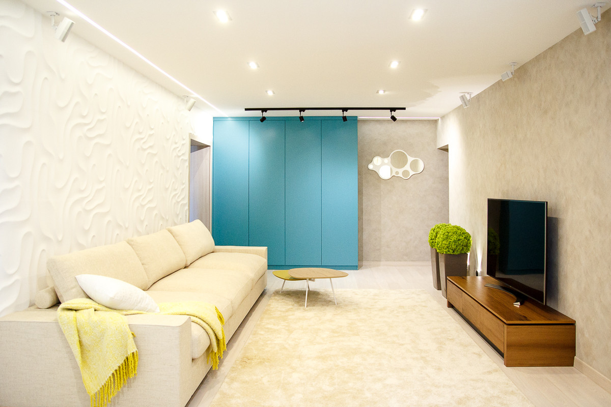 Гостиная. Реализация. Квартира для молодых и успешных