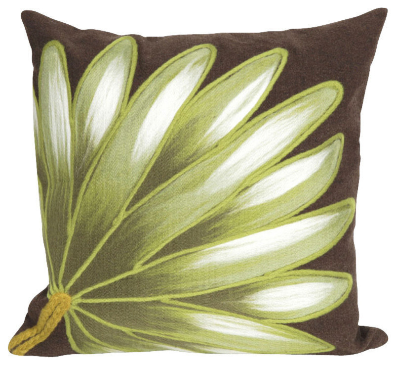 Visions II Palm Fan Pillow, Chocolate, 20"x20"