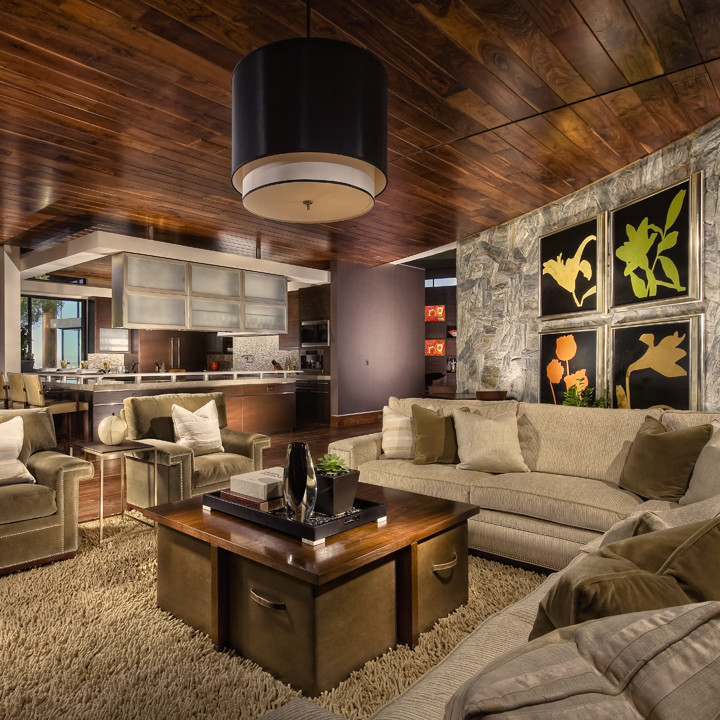 This is an example of a contemporary family room in Las Vegas.