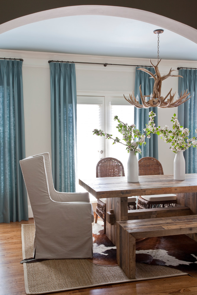 Photo of a mid-sized transitional separate dining room in Atlanta with white walls and no fireplace.