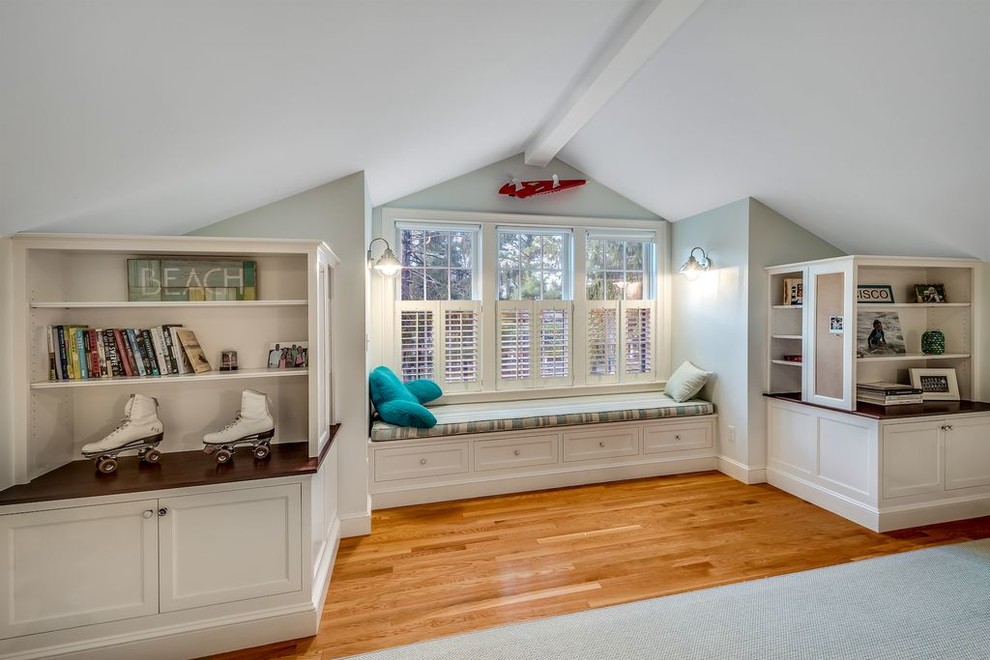 This is an example of a transitional bedroom in Boston.
