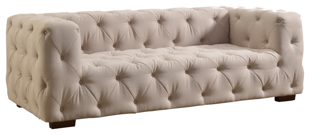 Luxurious Modern Large Tufted Linen Fabric Sofa Contemporary Luxurious Modern Large Tufted Linen Fabric Sofa Beige