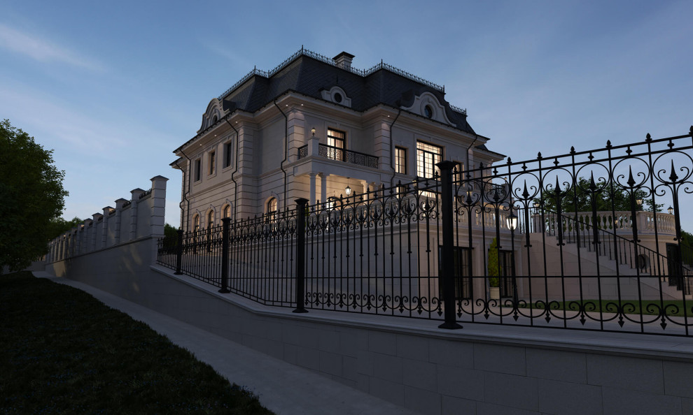 Архитектурный проект жилого дома с бассейном в классическом стиле. 1100кв.м.