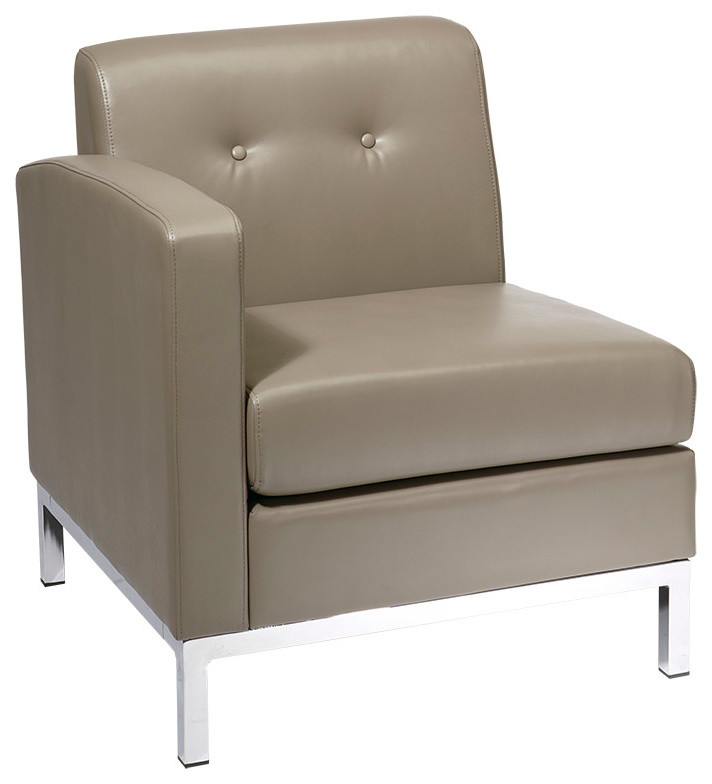 Wall Street Smoke Faux Gray Leather Arm Chair with Chrome Legs