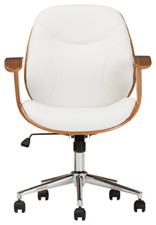 Rathburn White And Walnut Office Chair Scandinavian Office Chairs By Fratantoni Lifestyles