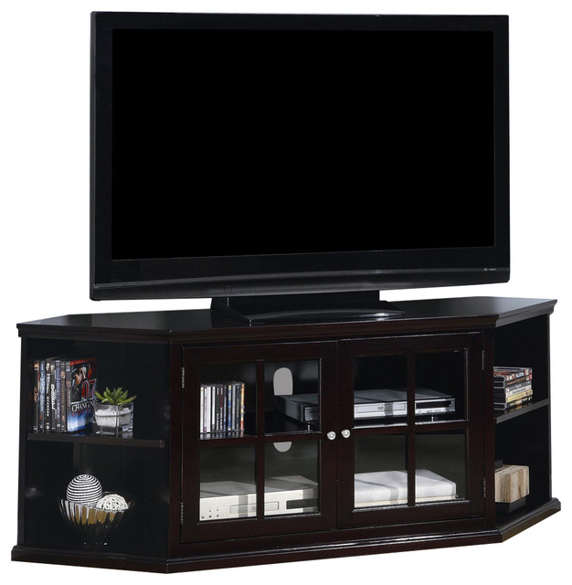 Coaster Fullerton Transitional Corner Media Unit With Glass Doors