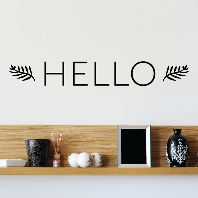 hello leaves entryway front door wall quotes decal - contemporary